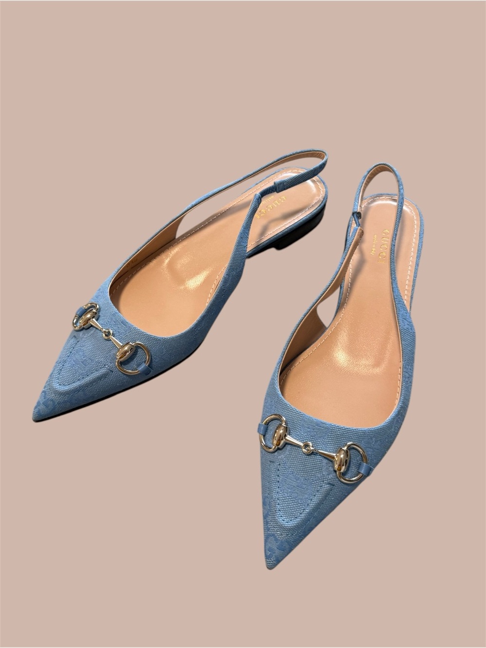 Gucci Slingback Pointed-Toe Horsebit Flats - Picture 2 of 4
